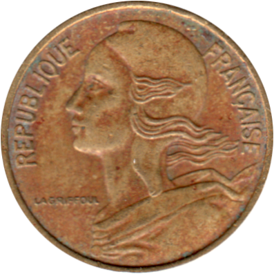 5 centimes, 1968 Obverse