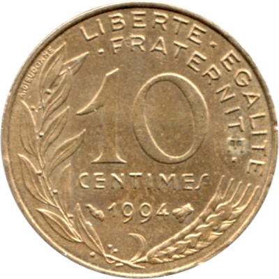 10 centimes, 1994 Reverse