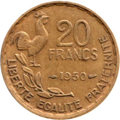 20 Francs, 1950 Reverse