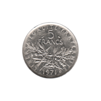 Preview 5 Francs, 1971 reverse
