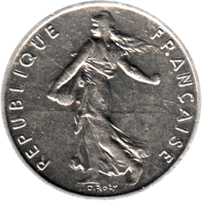 ½ Franc, 1975 Obverse
