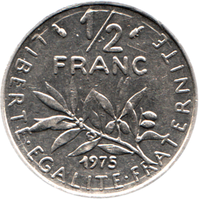 ½ Franc, 1975 Reverse