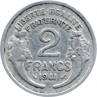 2 Francs, 1941 Reverse