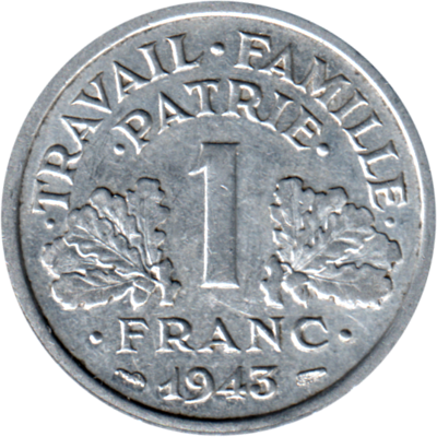 1 Franc, 1943 Reverse