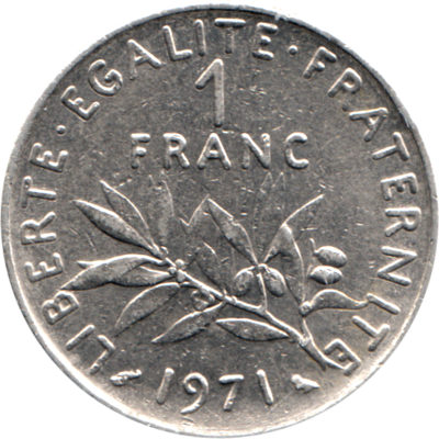 1 Franc, 1971 Reverse