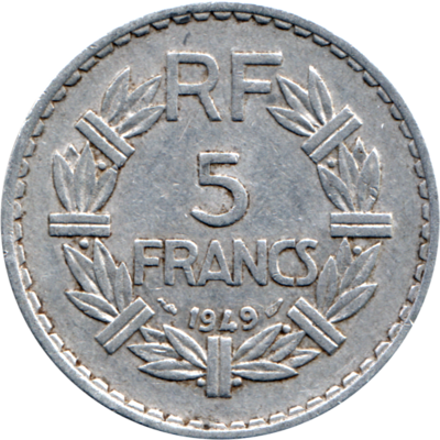 5 Francs, 1949 Reverse