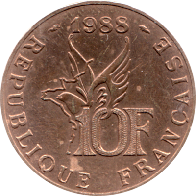 10 Francs, 1988 Reverse