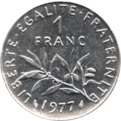 1 Franc, 1977 Reverse