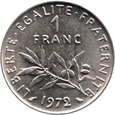 1 Franc, 1972 Reverse