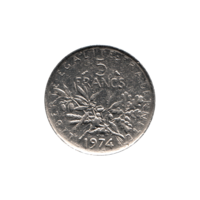Preview 5 Francs, 1974 reverse