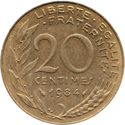 20 centimes, 1984 Reverse