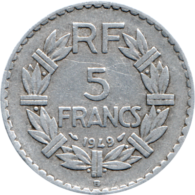 5 Francs, 1949 Reverse