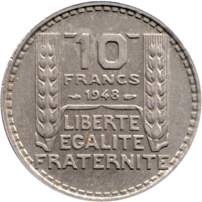 10 Francs, 1948 Reverse