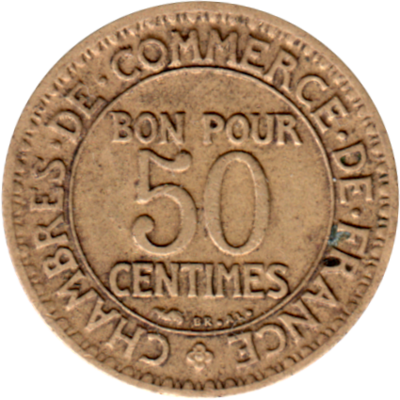 50 centimes, 1924 Reverse