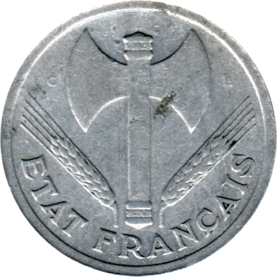 2 Francs, 1944 Obverse