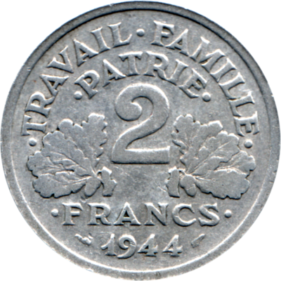 2 Francs, 1944 Reverse