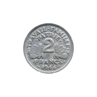 Preview 2 Francs, 1944 reverse
