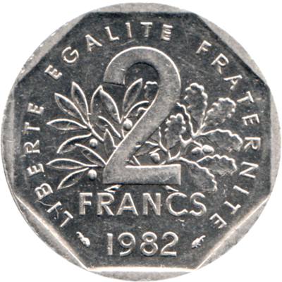 2 Francs, 1982 Reverse