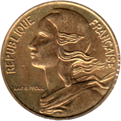 5 centimes, 1988 Obverse