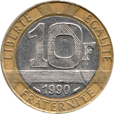 10 Francs, 1990 Reverse