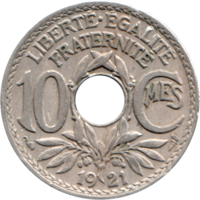 10 centimes, 1921 Reverse