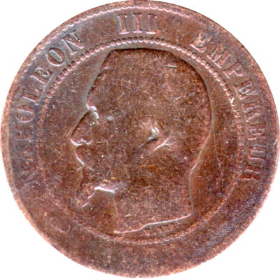 2 centimes, 1853 Obverse