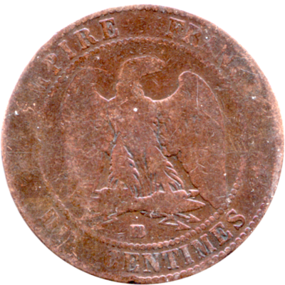 2 centimes, 1853 Reverse