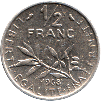 ½ Franc, 1968 Reverse