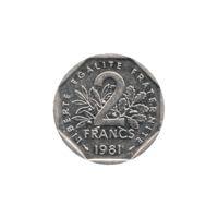 Preview 2 Francs, 1981 reverse