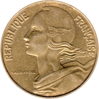 20 centimes, 1968 Obverse