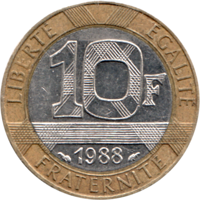 10 Francs, 1988 Reverse