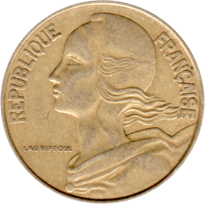 20 centimes, 1965 Obverse