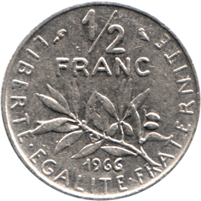 ½ Franc, 1966 Reverse