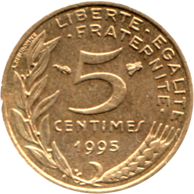 5 centimes, 1995 Reverse