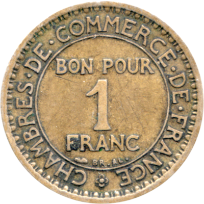 1 Franc, 1921 Reverse