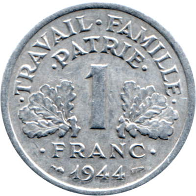 1 Franc, 1944 Reverse