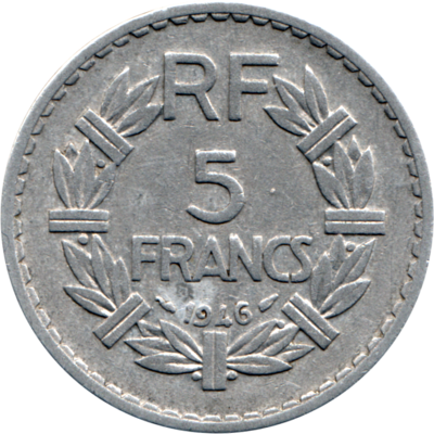 5 Francs, 1946 Reverse