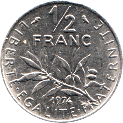 ½ Franc, 1974 Reverse