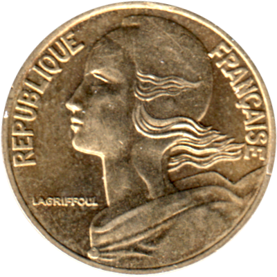 5 centimes, 1996 Obverse