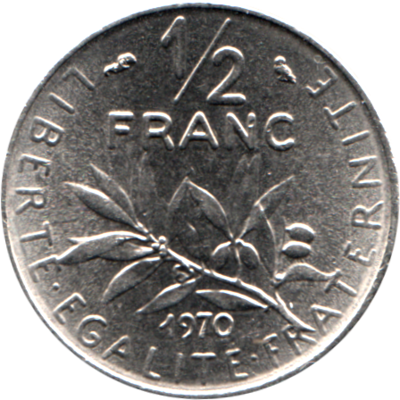 ½ Franc, 1970 Reverse