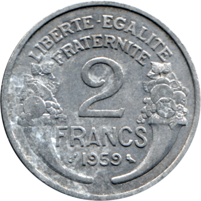 2 Francs, 1959 Reverse