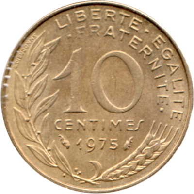 10 centimes, 1975 Reverse