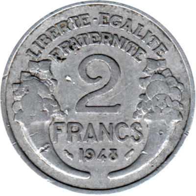 2 Francs, 1948 Reverse