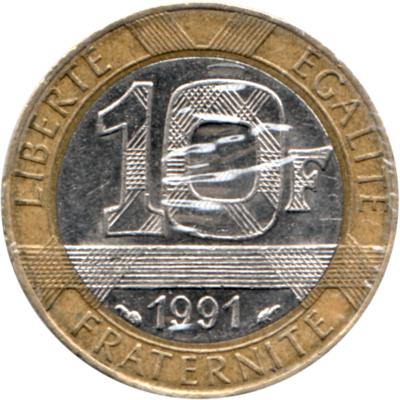 10 Francs, 1991 Reverse