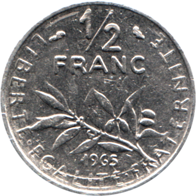 ½ Franc, 1965 Reverse