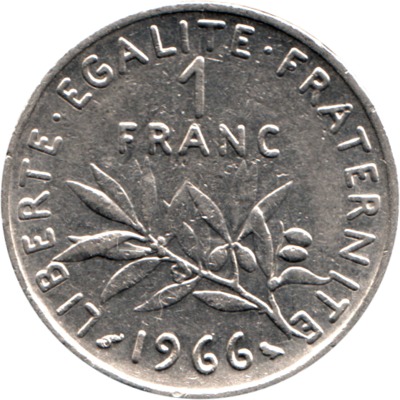 1 Franc, 1966 Reverse