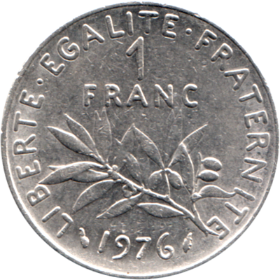 1 Franc, 1976 Reverse