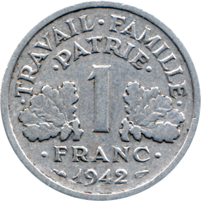 1 Franc, 1942 Reverse