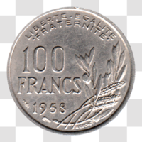 Preview 100 Francs, 1958 reverse