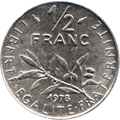 ½ Franc, 1978 Reverse